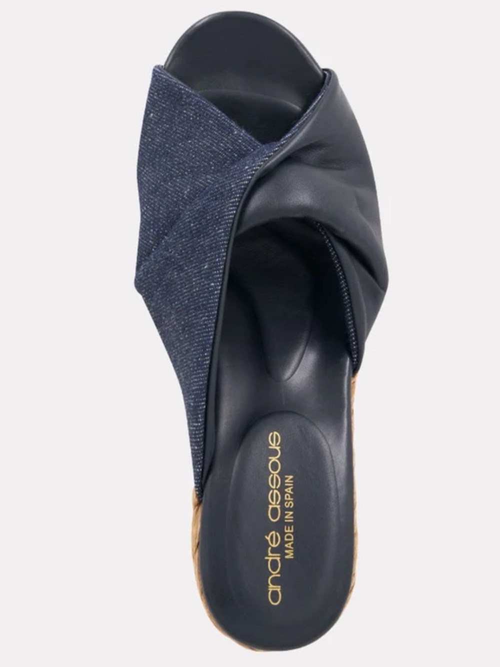Andre Assous Navy and Black Crossover Mule